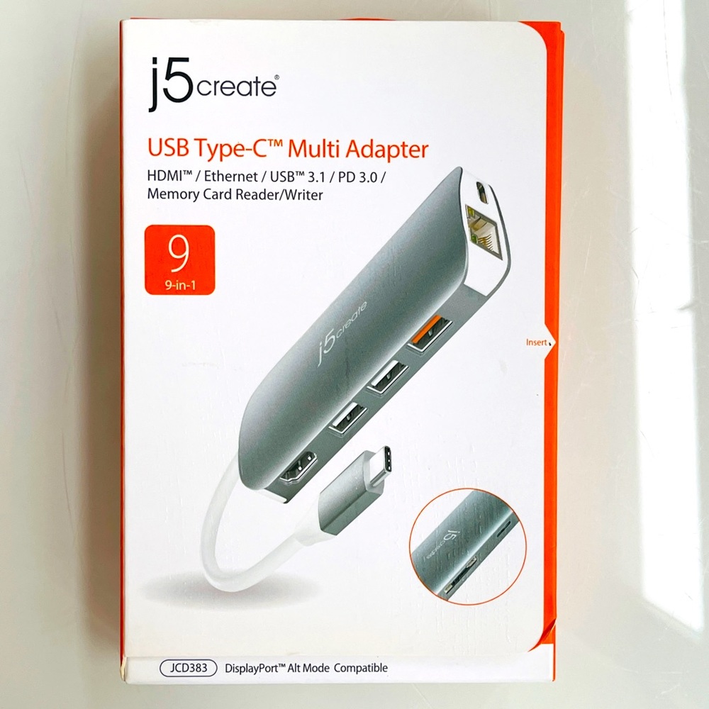 USB-C Multi Adapter (9 Functions in 1). Model: JCD383. j5create brand. EUC.